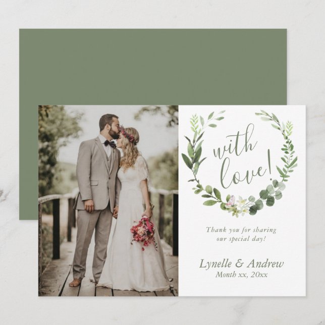 Merci photo mariage avec noms (Devant / Derrière)