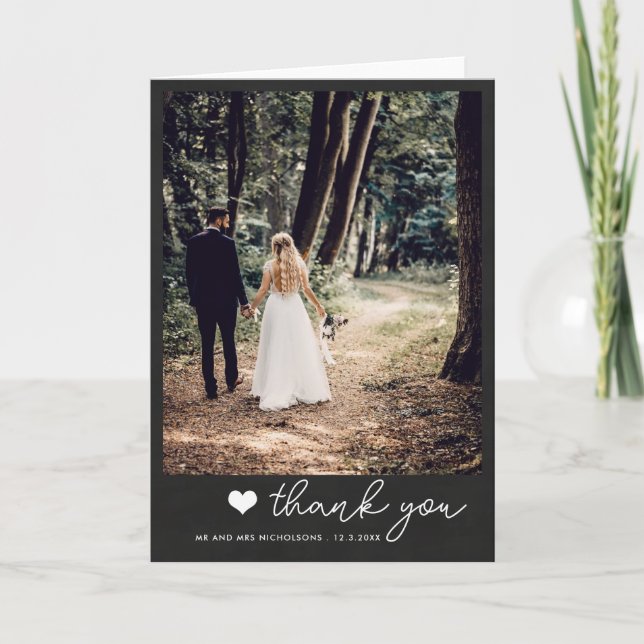 Merci photo Mariage Chalkboard Couple | Script (Devant)
