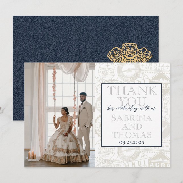 Merci photo Mariage de la marine Blue India (Devant / Derrière)