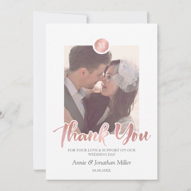 Merci photo Mariage or et gris rose (Devant)