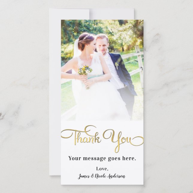 Merci photo mariage Shiny Faux Gold Foil (Devant)