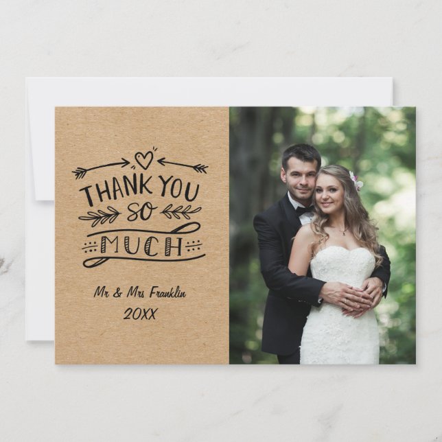 Merci photo mariage si rustique Kraft Boho (Devant)