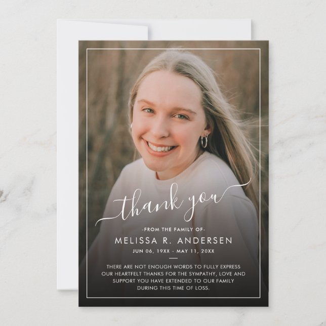 Merci Photo personnalisée Funérailles Sympathie Gr (Devant)