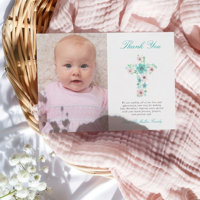 Merci photo turquoise et rose de la croix florale  (Créateur téléchargé)