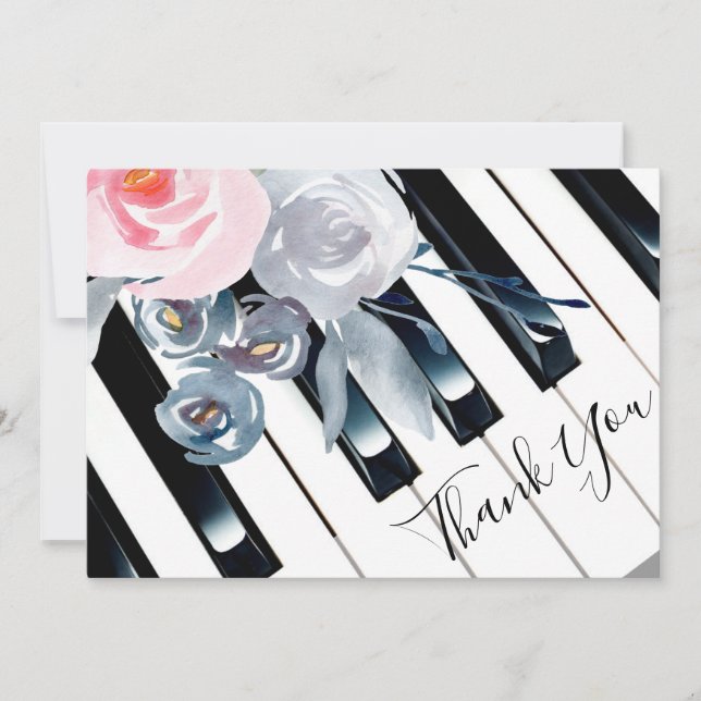 merci piano aquarelle décoration fleurs (Devant)