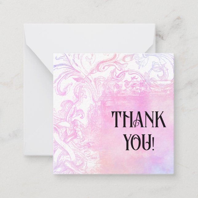 *~* MERCI Pink Gratitude AP62 Carte de note plate (Devant)