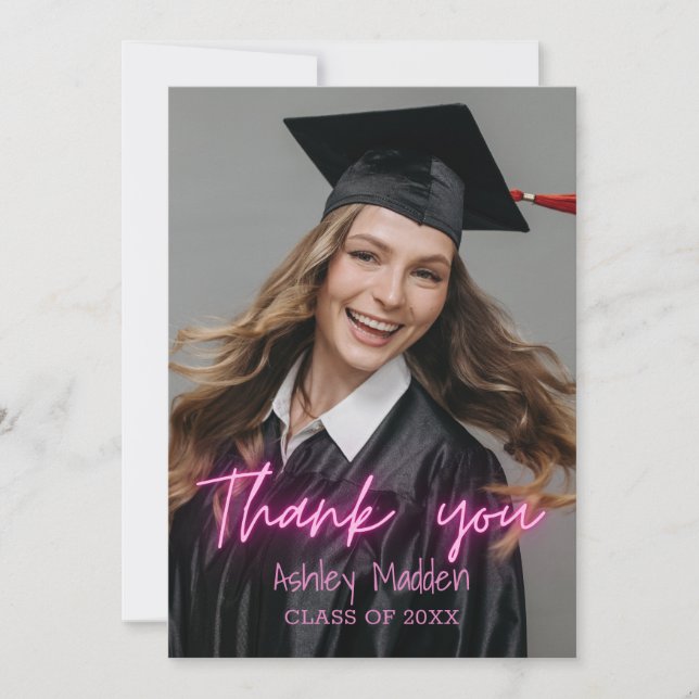 Merci Pink Neon Moderne Graduation (Devant)