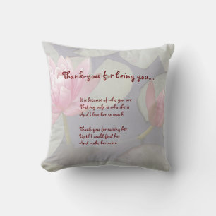 Merci Pink Water Lily Coussin de belle-mère