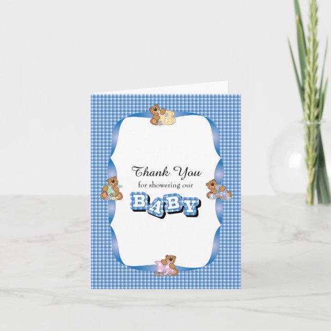 Merci Plaid avec bébé ours | Baby shower garçon (Devant)