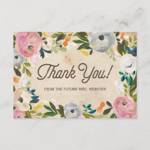 Merci plat de Fête de la mariée florale vintage de