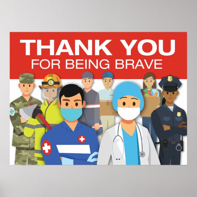 MERCI POSTER POUR ÊTRE BRAVE 18x24 (Devant)