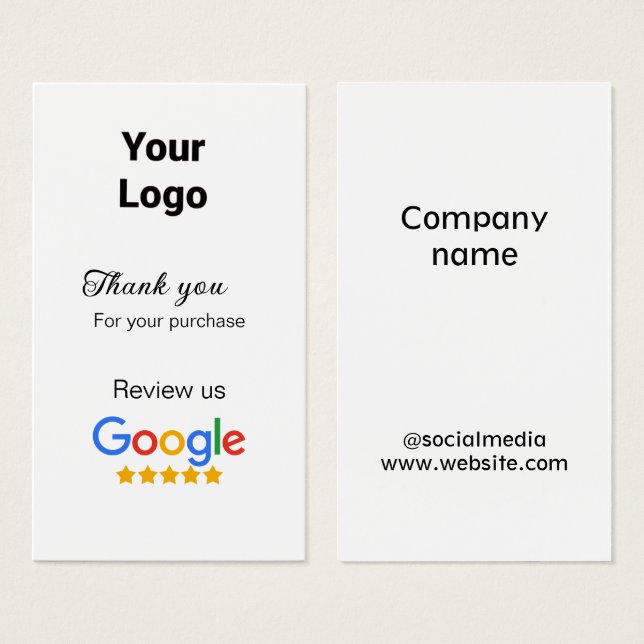 Merci pour commander Google avis ajouter logo site (Devant & derrière)