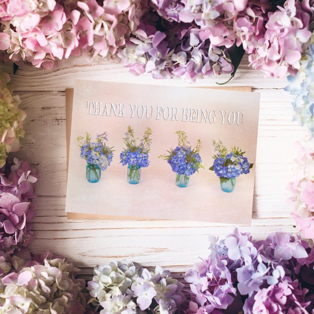 Merci Pour Être Vous Carte D'Ami Blue Hydrangea (Créateur téléchargé)