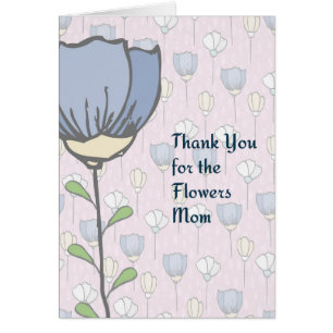 Merci pour Flowers Maman, Card. Fleurs bleues