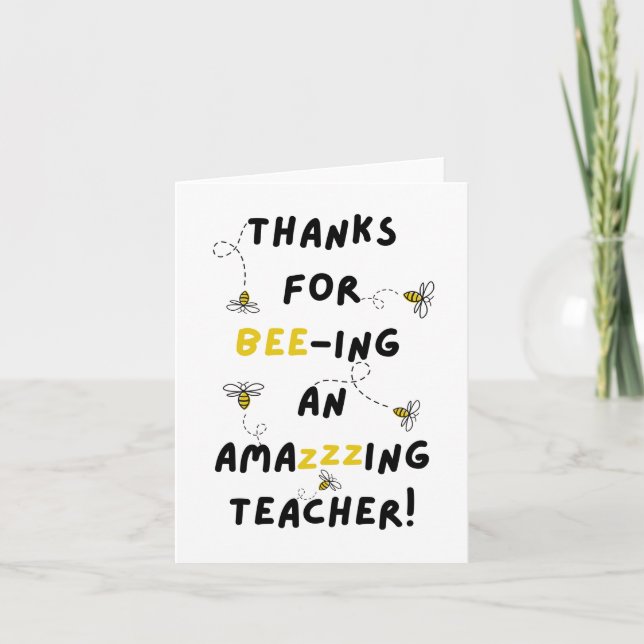 Merci pour l'abeilles ma carte d'école d'enseignan (Devant)