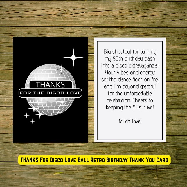 MERCI Pour le Bal Rétro d'Amour Disco d'Anniversai (THANKS For Disco Love Ball Retro Birthday Thank You Card
)