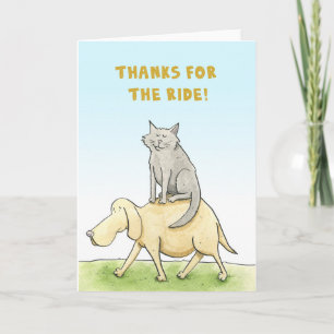 Merci pour le trajet ! Carte Chat et Chien.