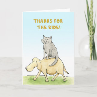 Merci pour le trajet ! Carte Chat et Chien.