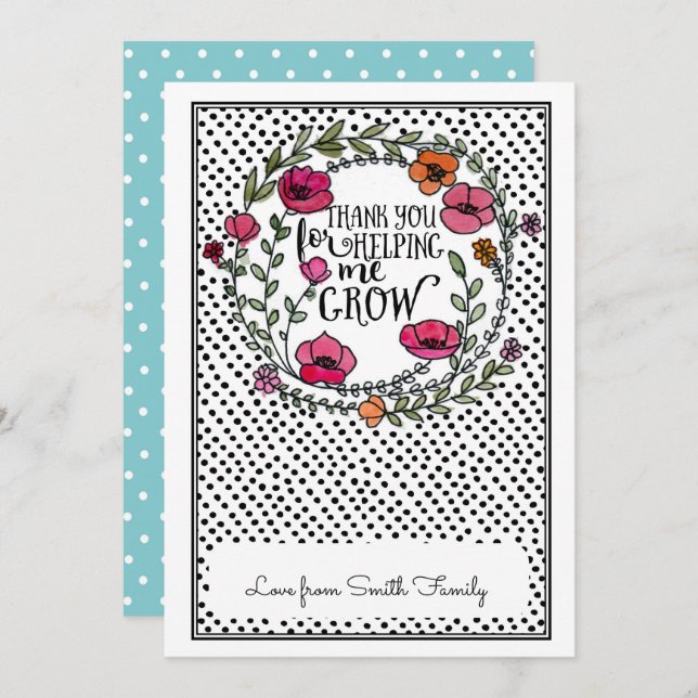 Merci pour m'aider à développer la carte cadeau po (Devant / Derrière)