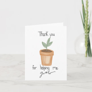 "Merci pour m'aider à grandir", carte d'enseignant