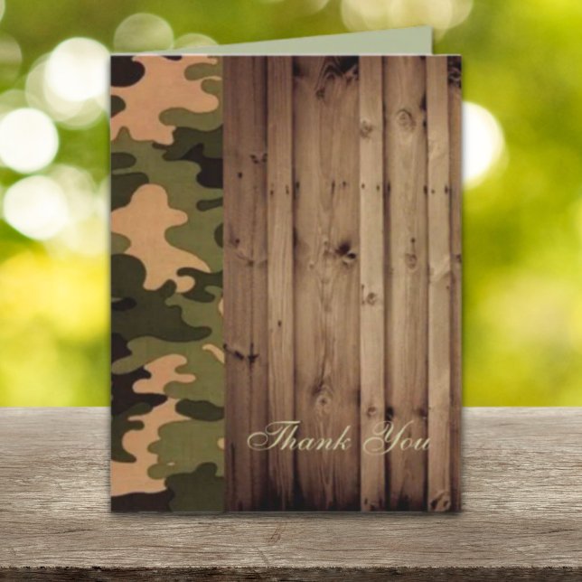 merci pour un mariage rustique en bois camouflage  (rustic wood western Camo Wedding thank you)