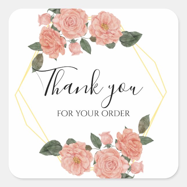 Merci pour vos autocollants de commande, fleurs (Devant)