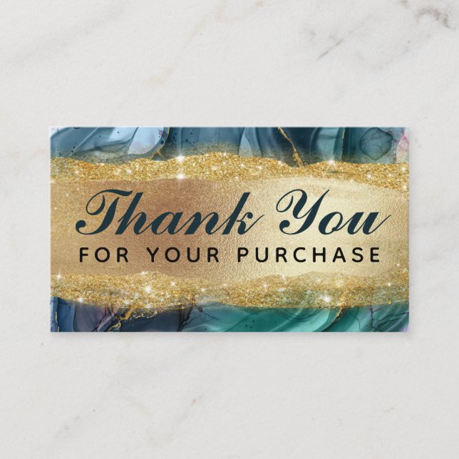 Merci Pour Vos Cartes D'Achat Turquoise D'Or D'Enc (Devant)