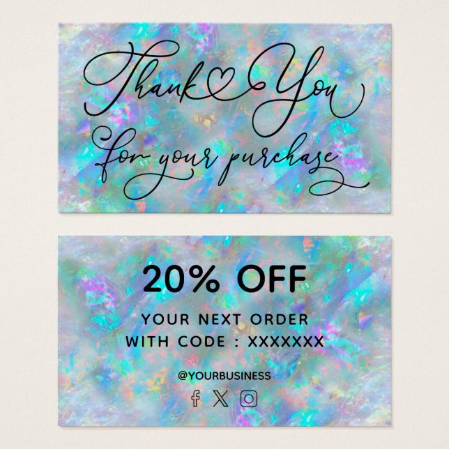 merci pour votre achat blue opal (Devant & derrière)