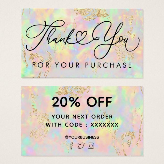 merci pour votre achat faux opal iridescente (Devant & derrière)