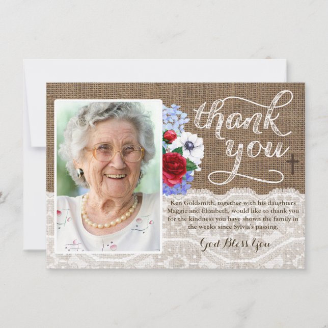 Merci pour votre carte de condoléances (Devant)