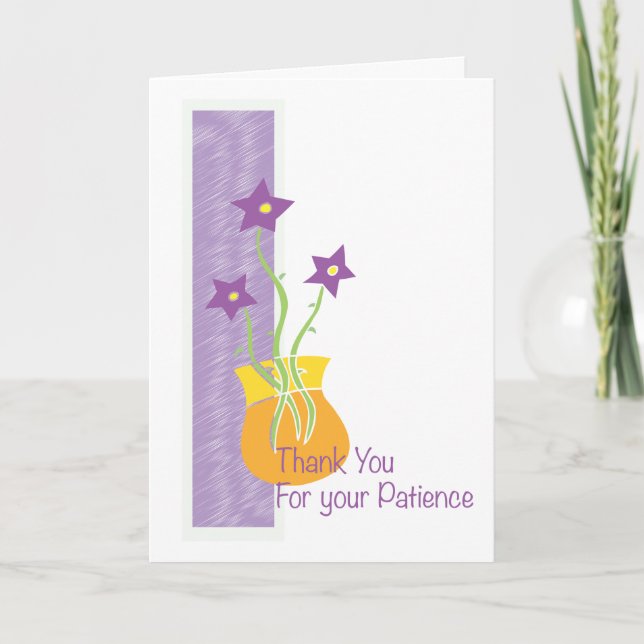 Merci pour votre Carte de Patience, avec fleurs (Devant)