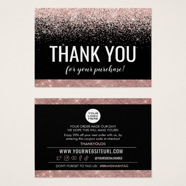 Merci Pour Votre Carte De Remise Client D'Achat (Devant & derrière)
