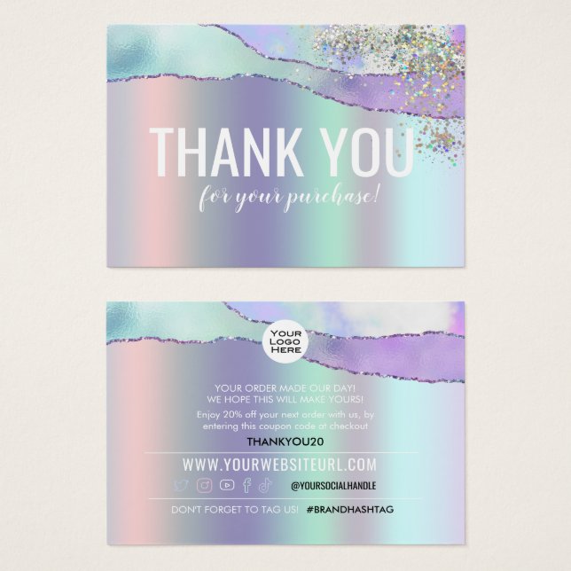 Merci Pour Votre Carte De Remise Client D'Achat (Devant & derrière)