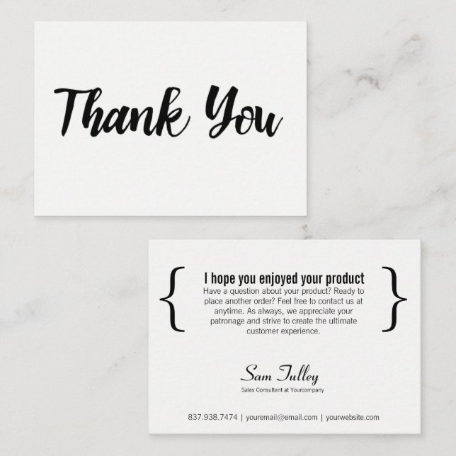 Merci Pour Votre Carte de visite (Devant / Derrière)
