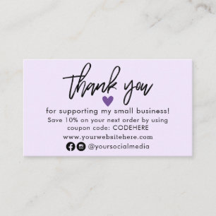 Merci Pour Votre Carte de visite Code Coupon De Co