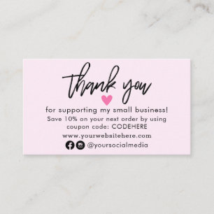 Merci Pour Votre Carte de visite Code Coupon De Co