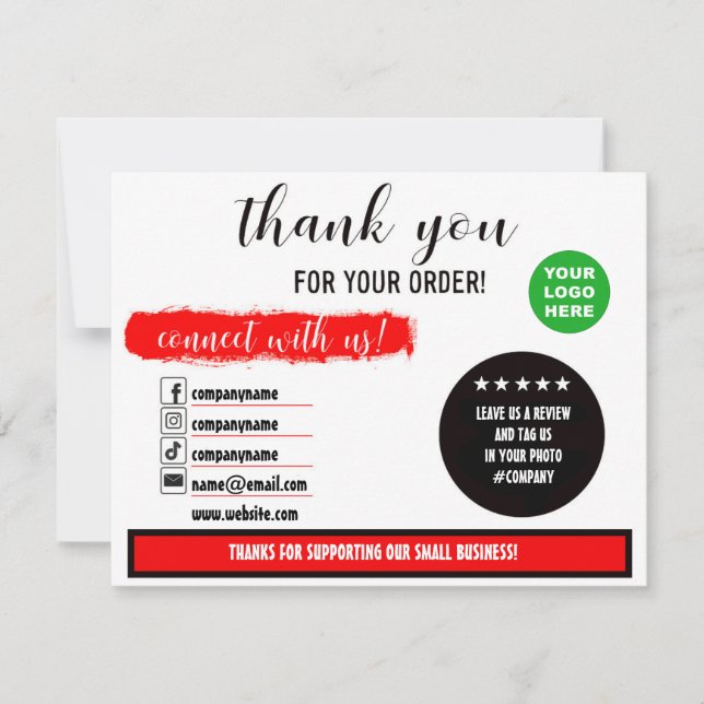 Merci pour votre commande carte de médias sociaux (Devant)
