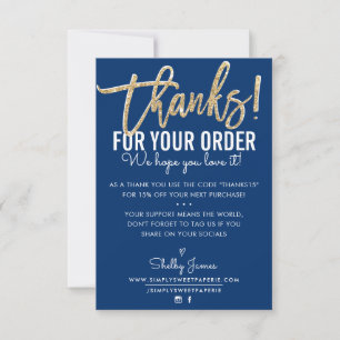 MERCI POUR VOTRE COMMANDE insérer l'or de marine m