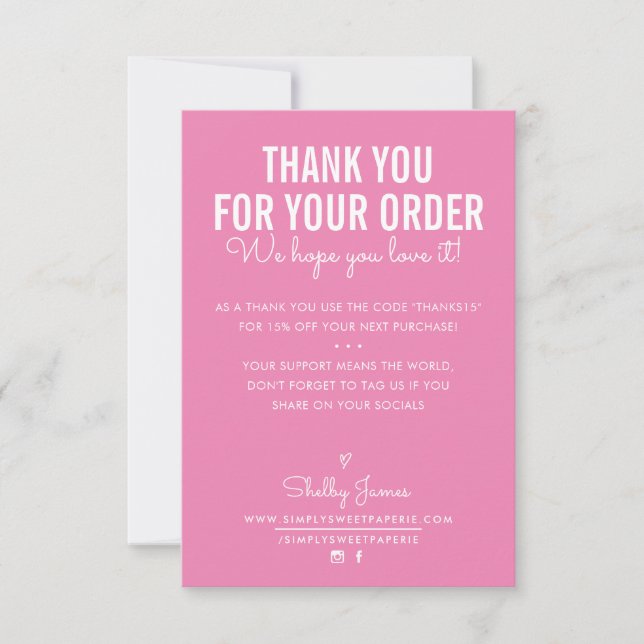 MERCI POUR VOTRE COMMANDE insérer rose blanche (Devant)