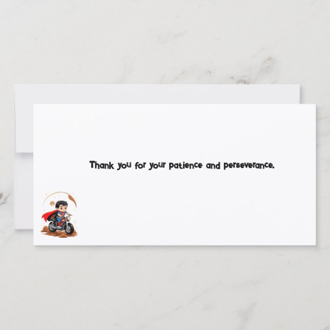 Merci pour votre patience et votre persévérance. (Dos)