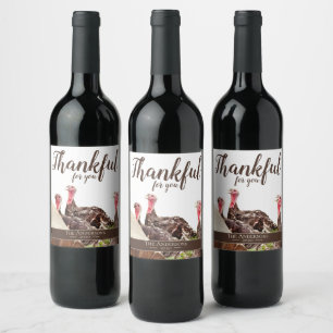 'Merci pour vous' Thanksgiving Wine Étiquette