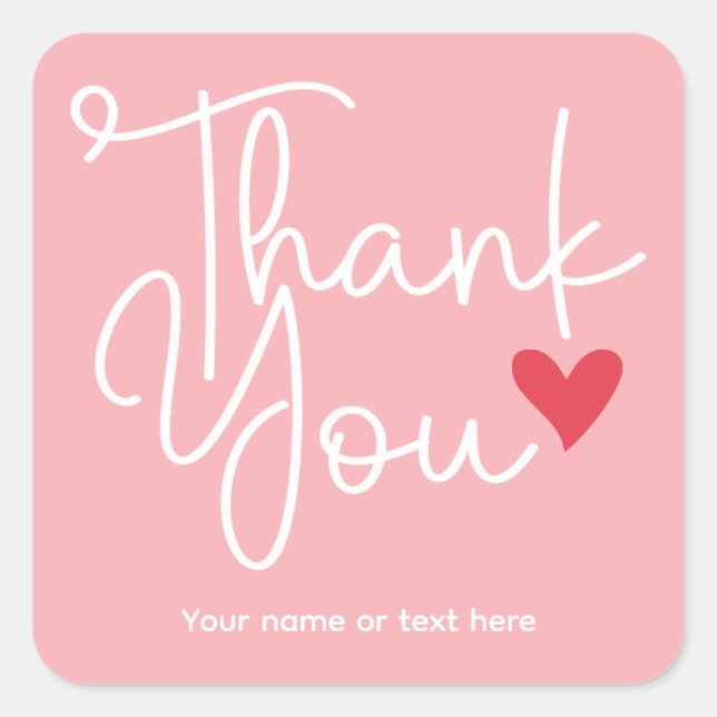 Merci rose élégant avec Sticker du coeur (Devant)
