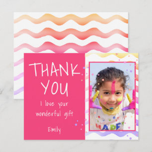 Merci rose fille Carte photo