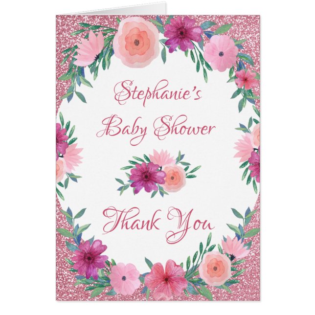 Merci Rose Floral Parties scintillant or Baby show (Devant)