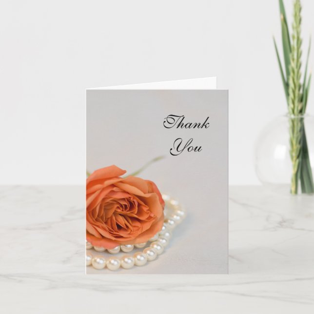 Merci Rose orange et perles blanches (Devant)