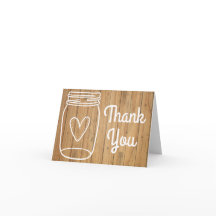Merci russe Mason Jar Mariage Brown en bois