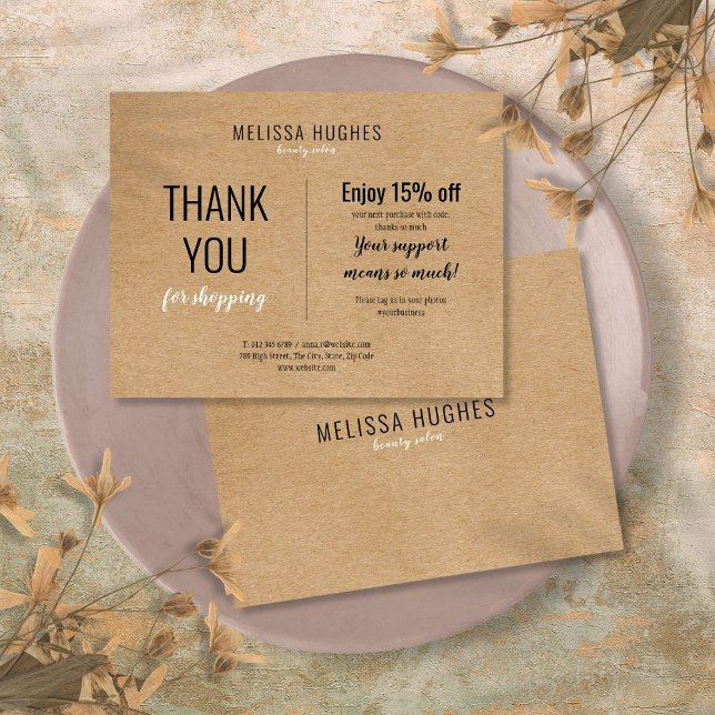 Merci Rustique Simple Pour Shopping Carte De Réduc (Simple Rustic Thank You For Shopping Discount Card)