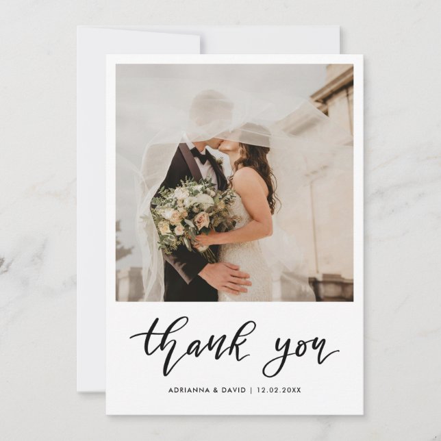 Merci Script Mariage Couple Photo Élégant (Devant)