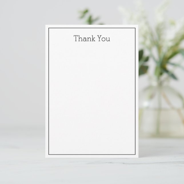 Merci simple de carte plat Unisex - noir et blanc (Debout devant)