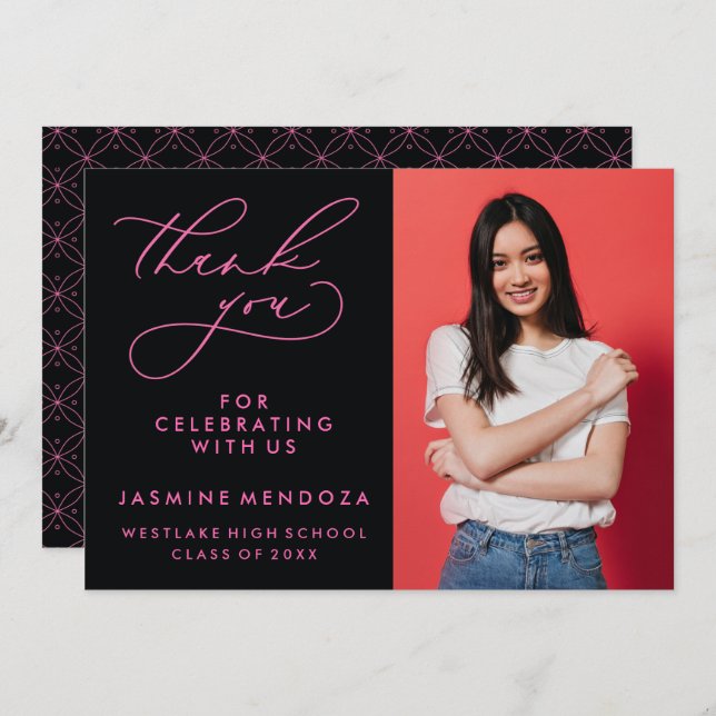 MERCI SIMPLE DE GRADUATION DE CALLIGRAPHIE SIMPLE (Devant / Derrière)